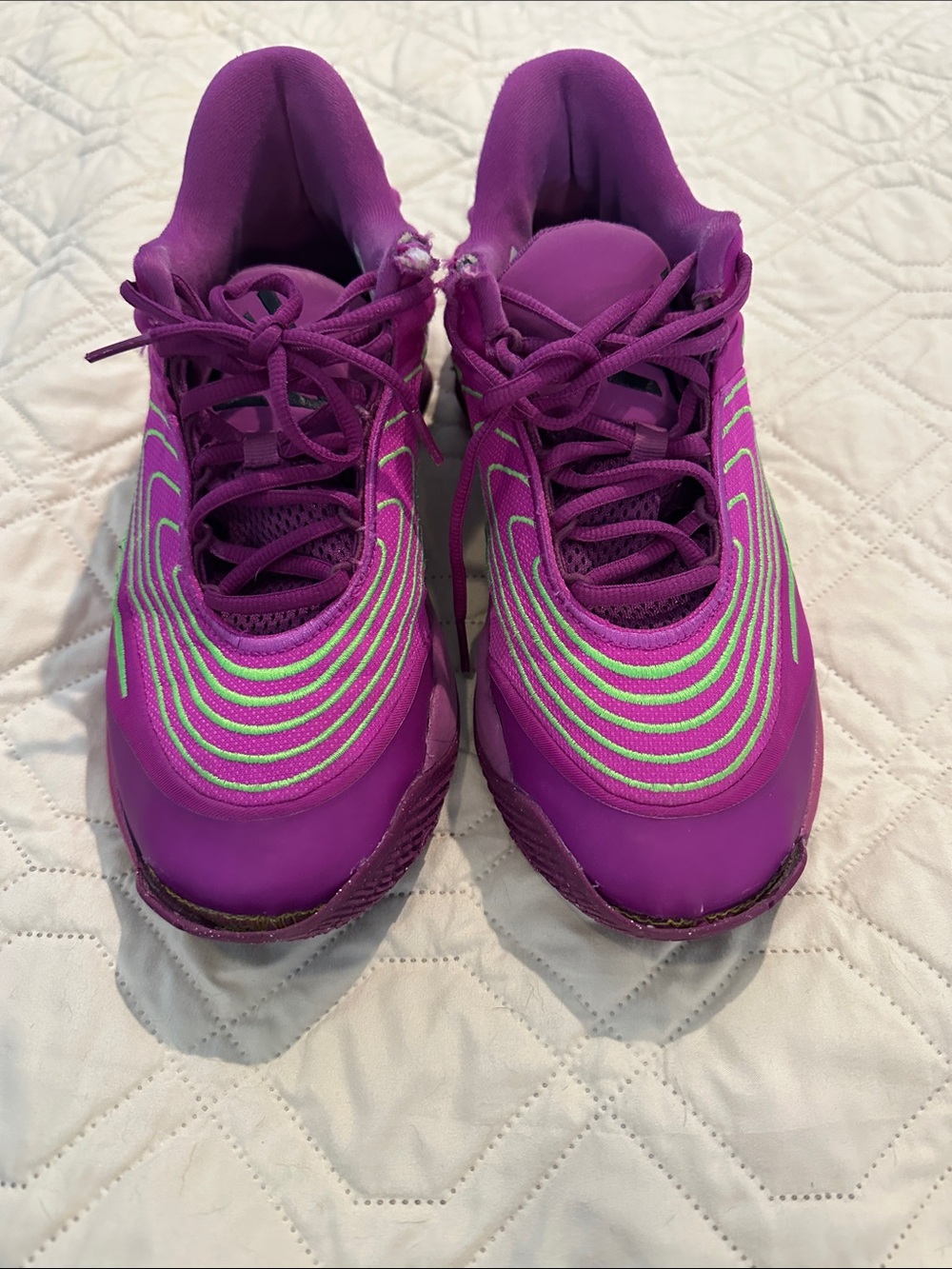New Balance Women's Purple Athletic Sneakers with Lime Accents